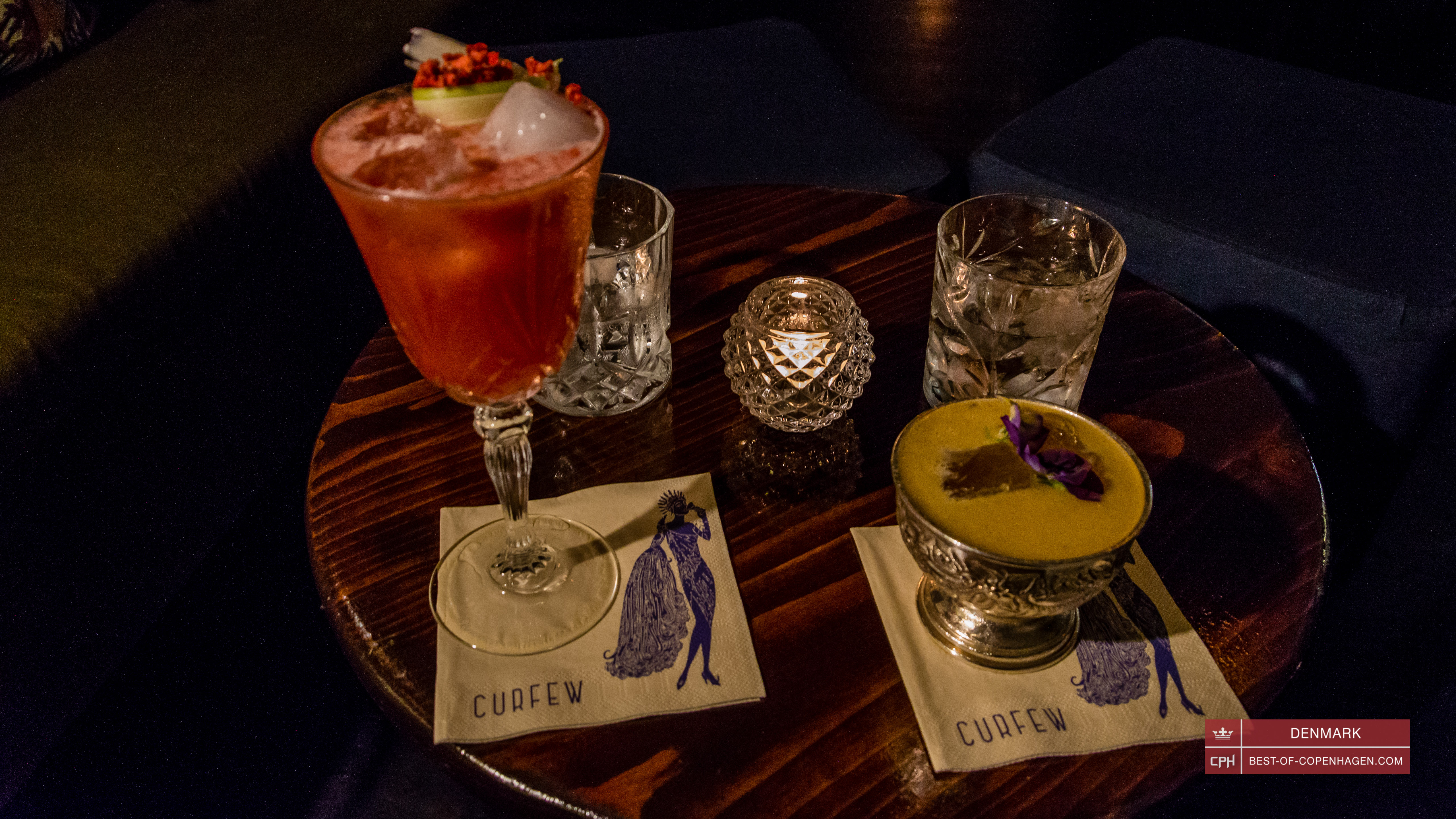 Cocktails at the bar Curfew, Copenhagen, Denmark