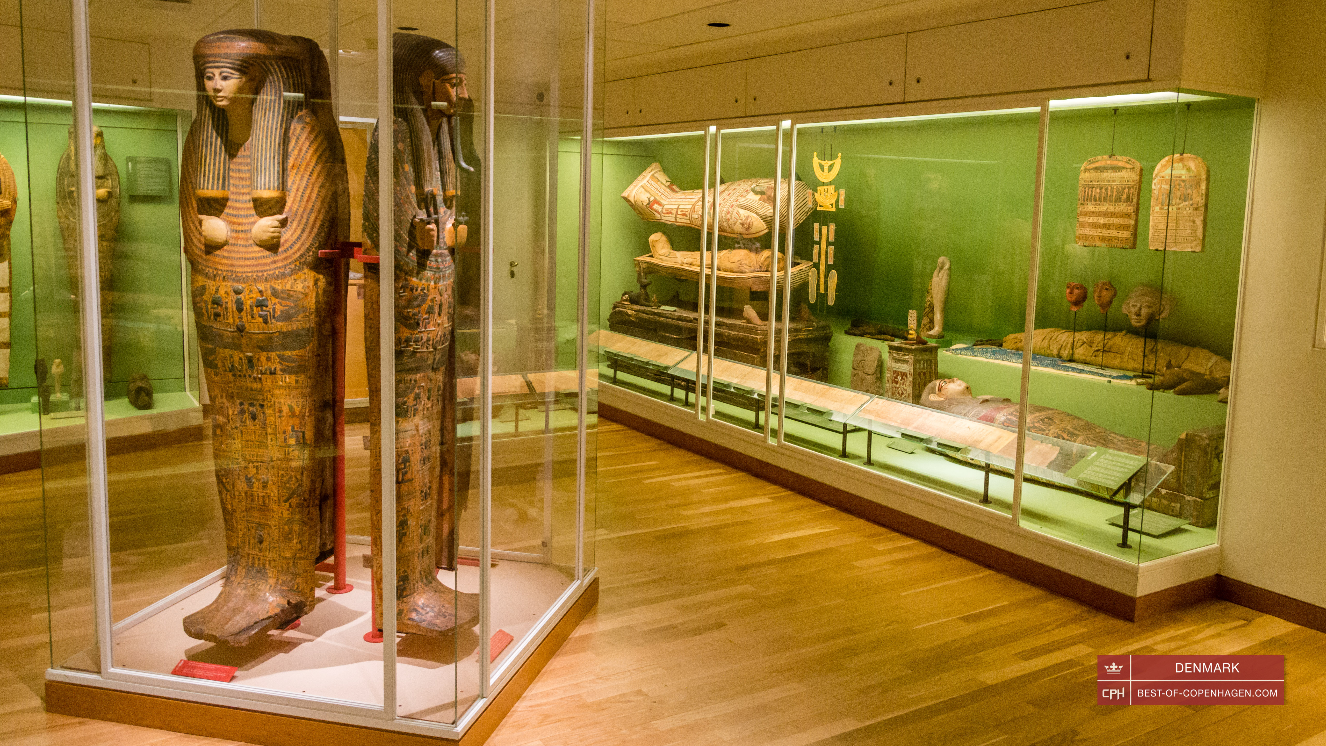 Egyptian mummies at the National Museum of Denmark, Copenhagen, Denmark