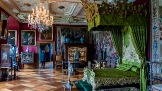 Camera da letto della regina nel castello di Frederiksborg a Hillerod, Vicino a Copenaghen, Danimarca