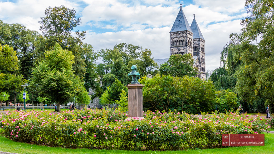 Sweden. Lund Cathedral from the Lundagård park